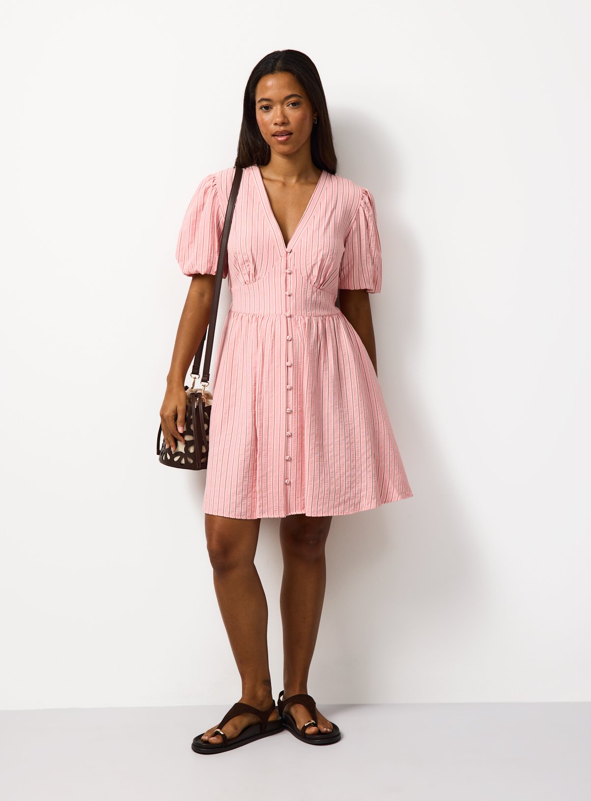 Pink Stripe Mini Tea Dress 10 - Image 1 thumbnail